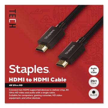 HDMI to HDMI Audio/Video Cable, 25 ft, Black