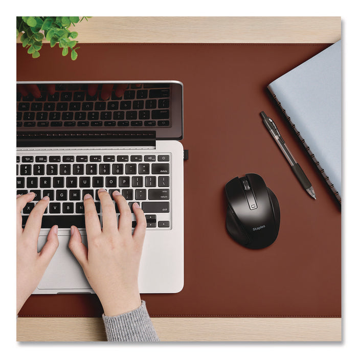 Wireless Ergonomic Curved Optical USB Mouse, 2.4 GHz Frequency/33 ft Wireless Range, Left/Right Hand Use, Black