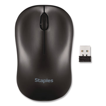 Wireless Ambidextrous Optical USB Mouse, 2.4 GHz Frequency/33 ft Wireless Range, Left/RIght Hand Use, Black