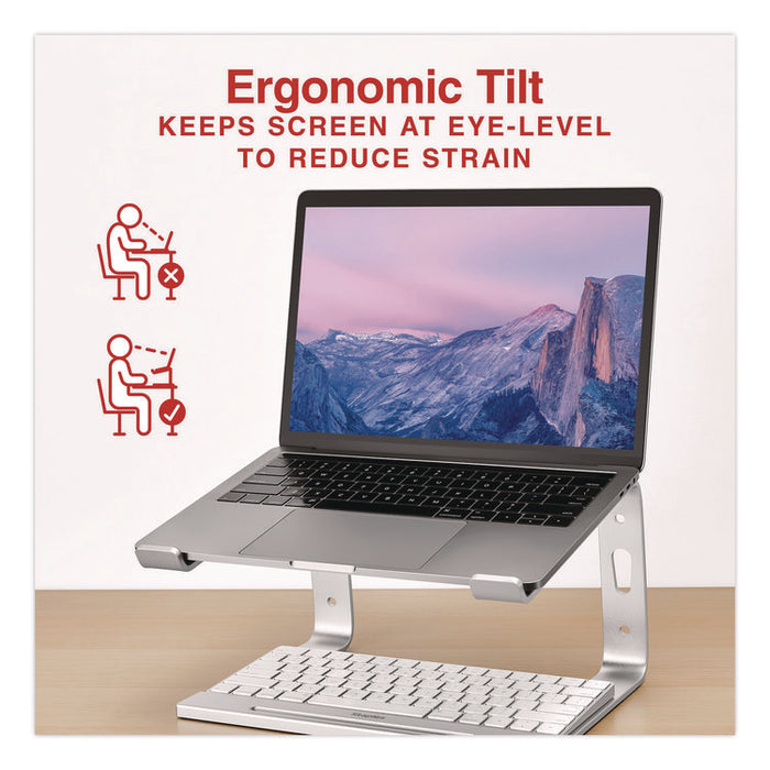 Aluminum Laptop Stand, 11.2" x 10.2" x 6.2", Gray/Silver, Supports 11 lbs