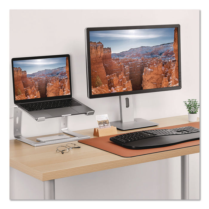 Aluminum Laptop Stand, 11.2" x 10.2" x 6.2", Gray/Silver, Supports 11 lbs