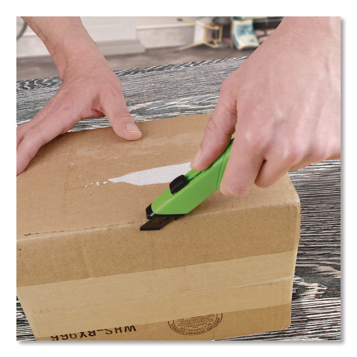 Ceramic Safety Cutter with Fold-Out Film Cutter, Plastic Handle, Green