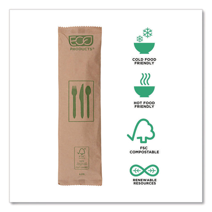 Wood Cutlery, General Purpose, Fork/Knife/Napkin/Spoon, Natural, 500/Carton