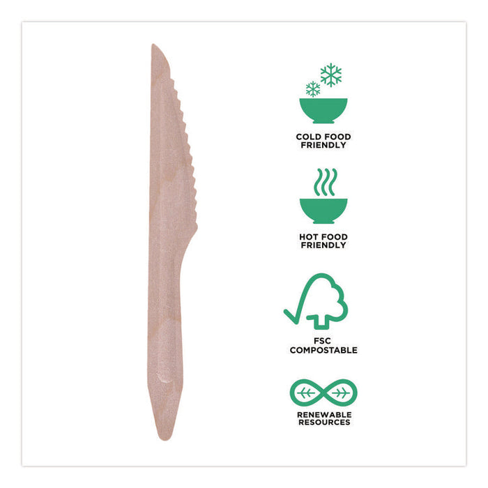 Wood Cutlery, General Purpose Knife, Natural, 500/Carton