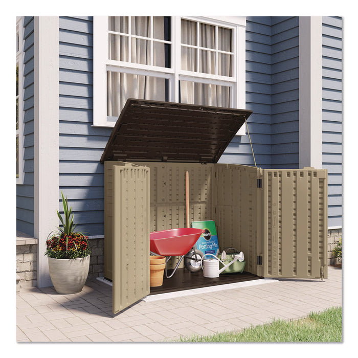 Horizontal Storage Shed, 4 ft 5" x 2 ft 8.5" x 3 ft 9.5", Sand/Slate