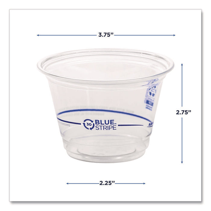 BlueStripe 25% Recycled Content Cold Cups, 9 oz, Plastic, Clear/Blue, 50/Pack, 20 Packs/Carton
