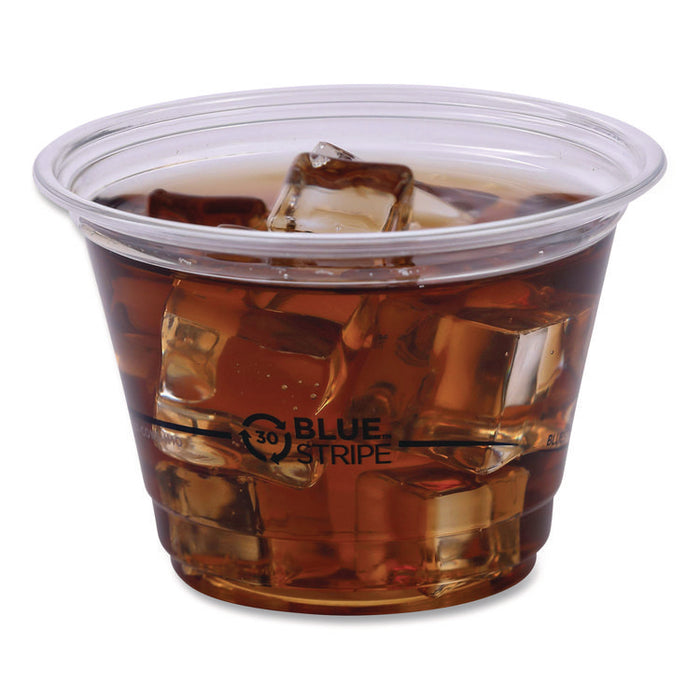 BlueStripe 25% Recycled Content Cold Cups, 9 oz, Plastic, Clear/Blue, 50/Pack, 20 Packs/Carton