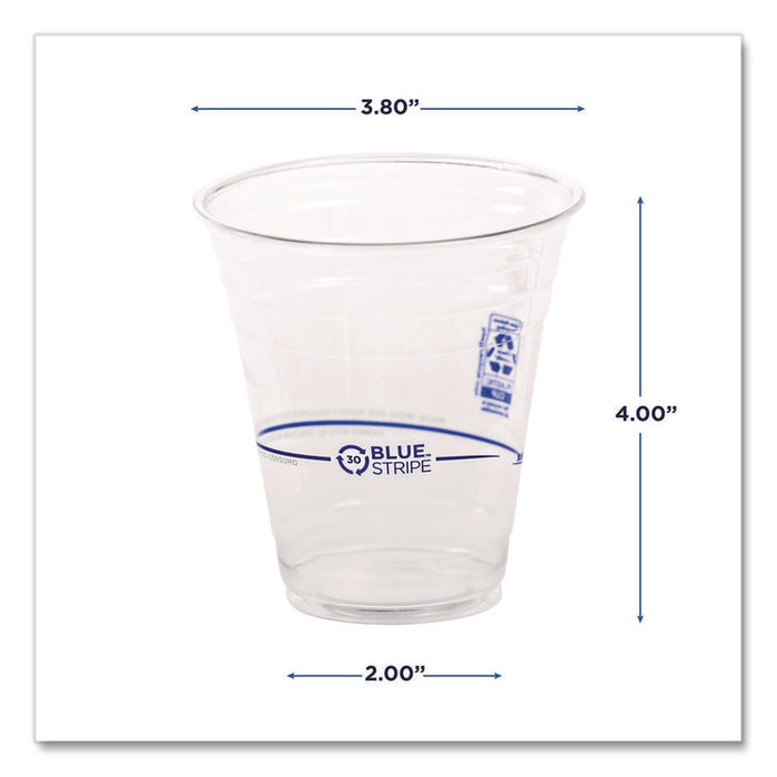 BlueStripe 25% Recycled Content Cold Cups, 12 oz, Plastic, Clear/Blue, 50/Pack, 20 Packs/Carton