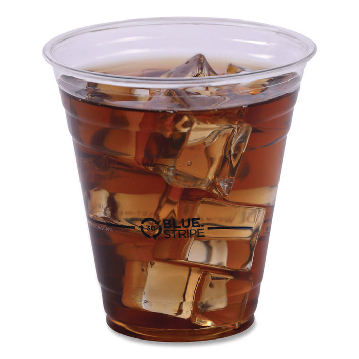 BlueStripe 25% Recycled Content Cold Cups, 12 oz, Plastic, Clear/Blue, 50/Pack, 20 Packs/Carton