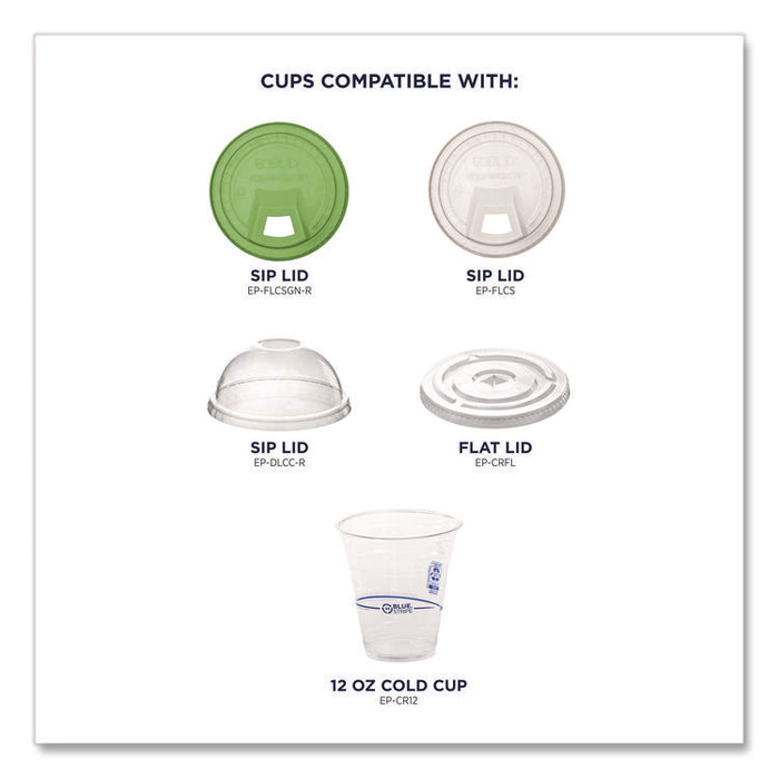 BlueStripe 25% Recycled Content Cold Cups, 12 oz, Plastic, Clear/Blue, 50/Pack, 20 Packs/Carton