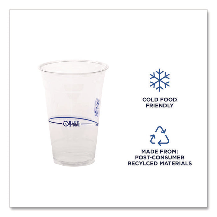 BlueStripe 25% Recycled Content Cold Cups, 20 oz, Plastic, Clear/Blue, 1,000/Carton