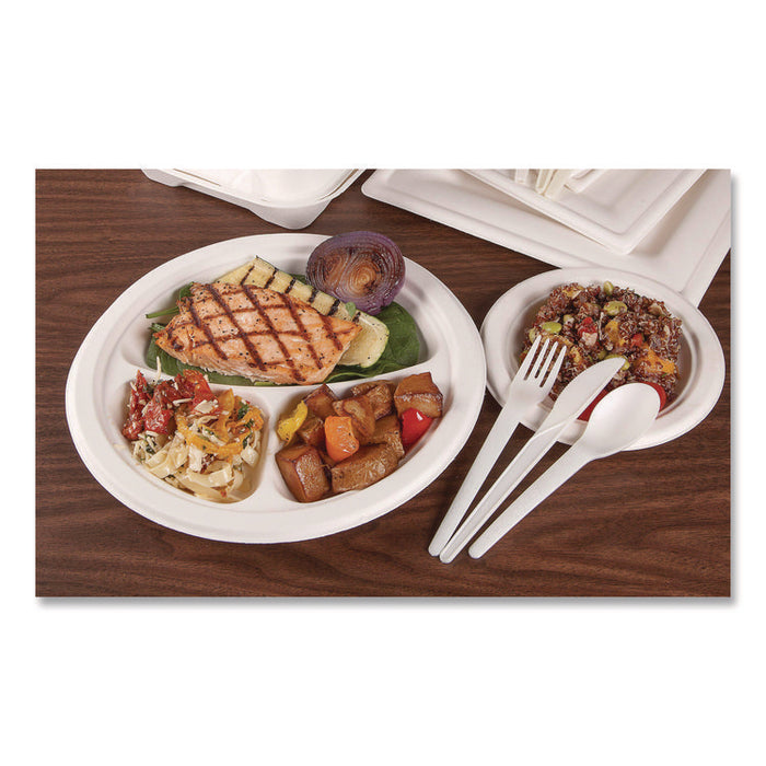 Plantware Compostable Cutlery, Knife, Plastic, White, 1,000/Carton