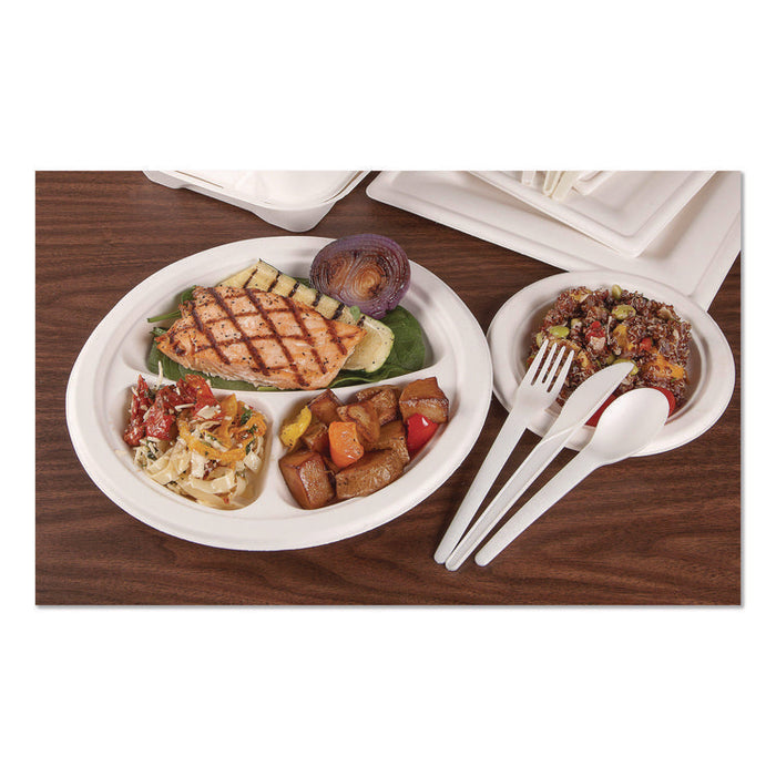 Plantware Compostable Cutlery, Spoon, Plastic, Pearl White, 50/Pack, 20 Pack/Carton