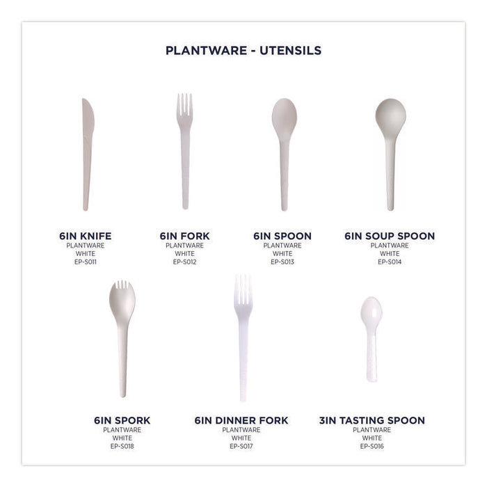 Plantware CPLA Tasting Spoon, Plastic, 3", White, 2,000/Carton