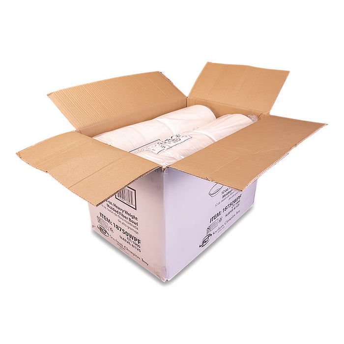 ChampWare Molded Fiber Tableware, Bowl, 12 oz, White, 125/Sleeve, 8 Sleeves/Carton