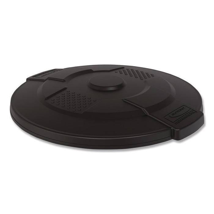 Utility Trash Can Lid for 44 gal Trash Can, 24.88" Diameter x 3", Black