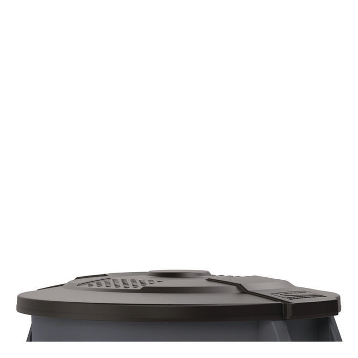 Utility Trash Can Lid for 44 gal Trash Can, 24.88" Diameter x 3", Black