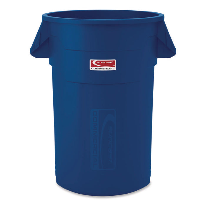 Injection Molded Utility Trash Can, 44 gal, Plastic/Resin, Blue