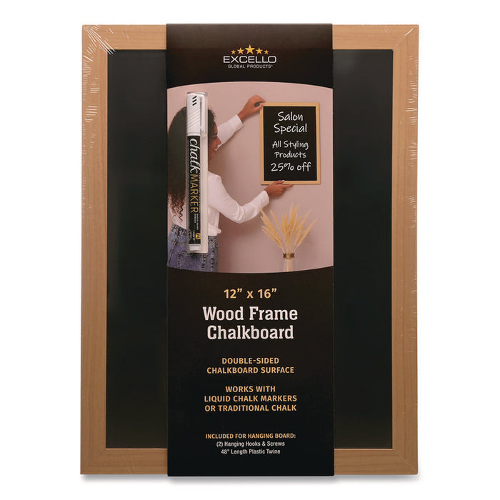 Chalkboard Sign, Black Surface, Brown Frame, 12 x 16