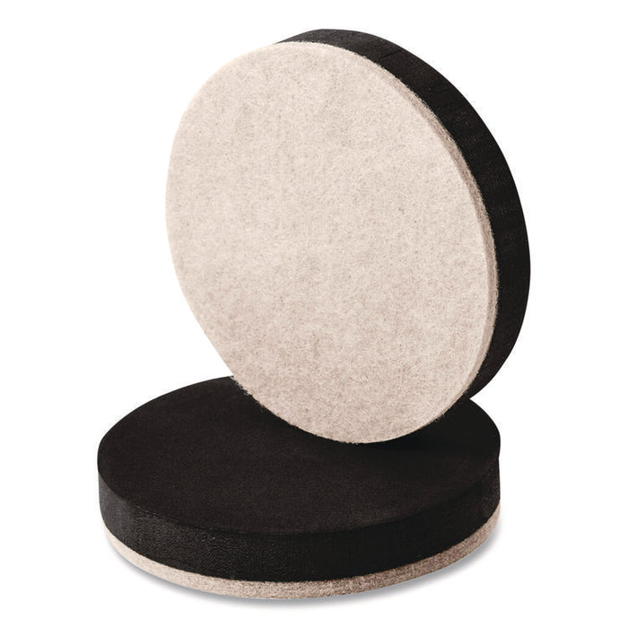 Furniture Sliders, 3.5" dia, Black/Beige, 16/Pack