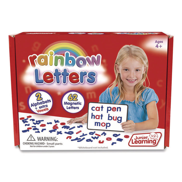 Rainbow Lowercase Letters, (2) Alphabet Sets, (2) Extra Vowel Sets, +/- 1.6" Tall, Blue Consonants, Red Vowels, 62 Pieces