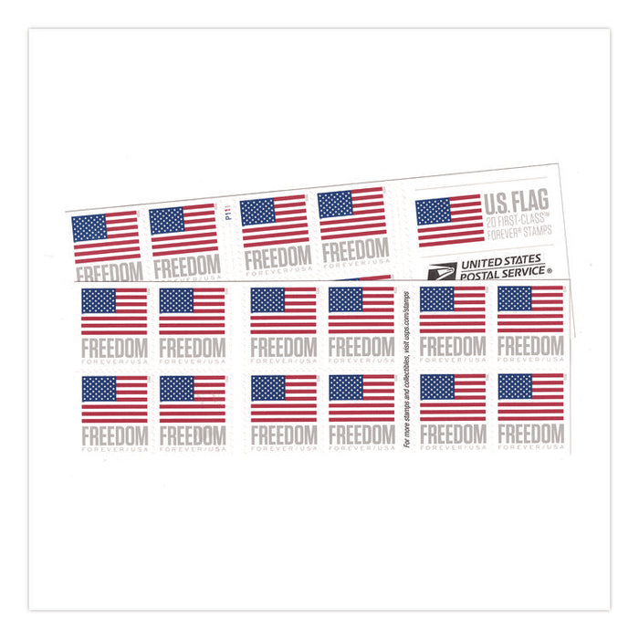 First-Class Forever Stamps, U.S. Flag, 20/Book
