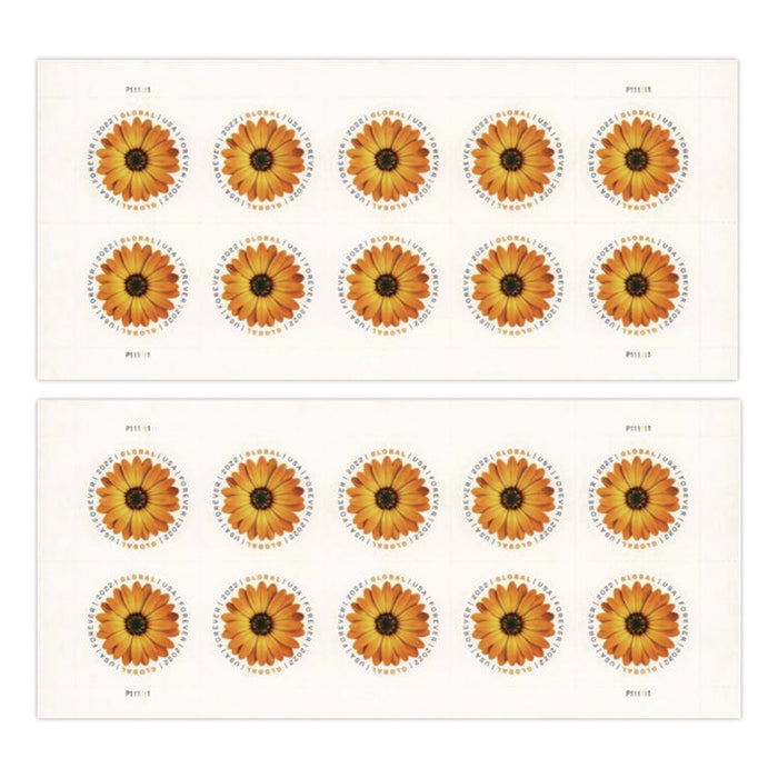 Global Forever Stamps, Floral, 10 Stamps/Sheet, 2 Sheets/Pack
