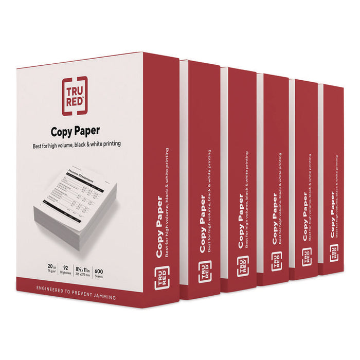 Copy Paper, 92 Bright, 20 lb Bond Weight, 8.5 x 11, 600 Sheets/Ream, 6 Reams/Carton