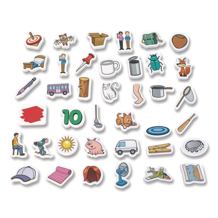 Rainbow CVC Objects, +/- 1.6" Tall, Assorted Objects and Object Colors, White Background, 40 Pieces