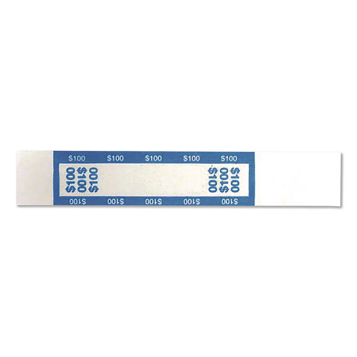 Currency Straps, Self-Adhesive, Ones, $100 Strap, Blue/White, 1,000/Pack