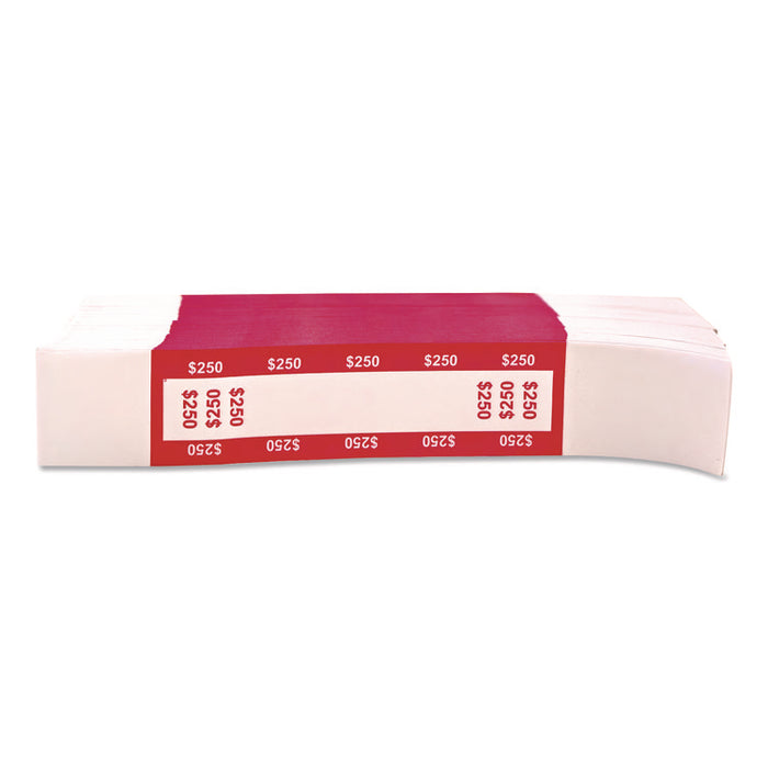 Currency Straps, Self-Adhesive, Ones, $250 Strap, Pink/White, 1,000/Pack