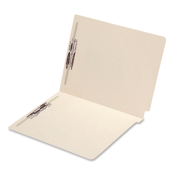 End Tab Fastener Folders with Embossed Labeling Lines, Straight Tab, Expands 0.75", 2 Fasteners, Letter Size, Manila, 50/Box