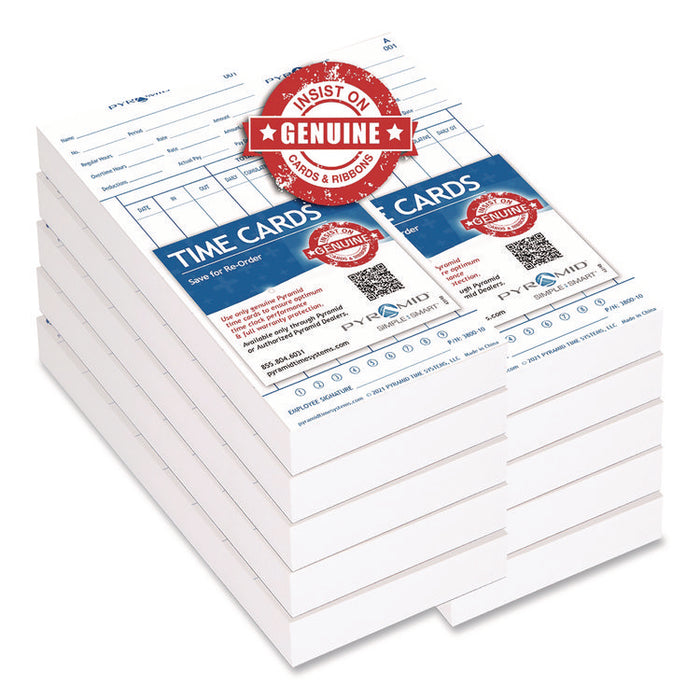 Time Clock Cards For 3800 Time Clock, 1,000/Carton