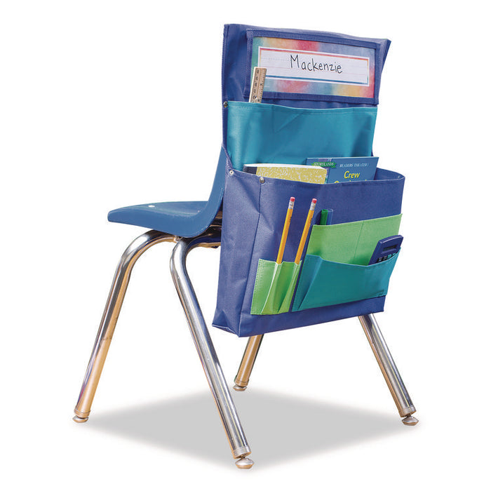 Chair Pocket, 15.5 x 18, Canvas, Blue/Teal/Lime