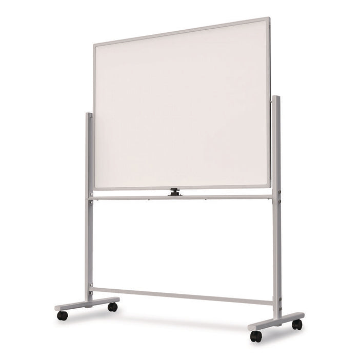 Magnetic Steel Mobile Dry Erase Board, 4 ft x 3 ft, White Surface, Aluminum Frame
