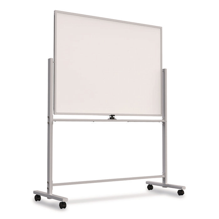 Magnetic Steel Mobile Dry Erase Board, 4 ft x 3 ft, White Surface, Aluminum Frame