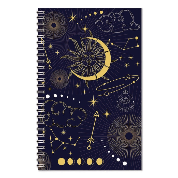 Recycled Non-Dated Monthly/Weekly Planner, Celestial, Blue/Gold Cover, Undated