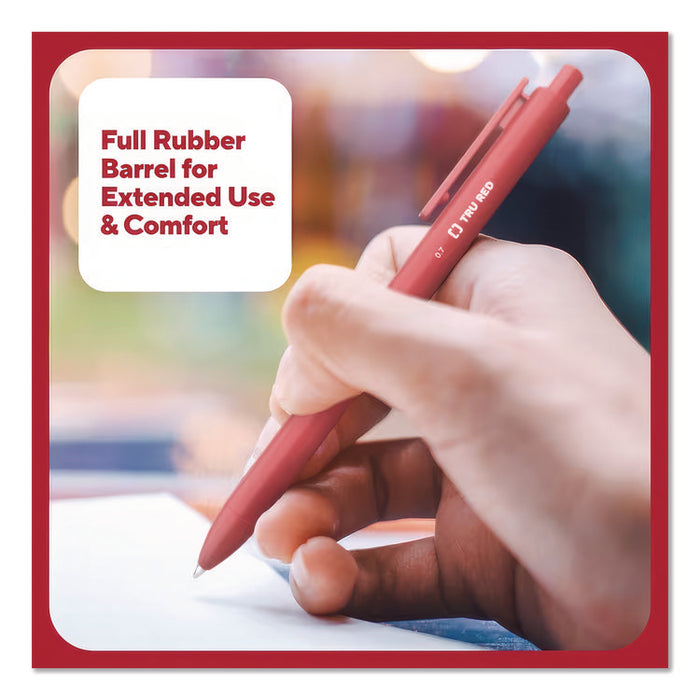 Quick Dry Gel Pen, Retractable, Medium 0.7 mm, Red Ink, Red Barrel, Dozen