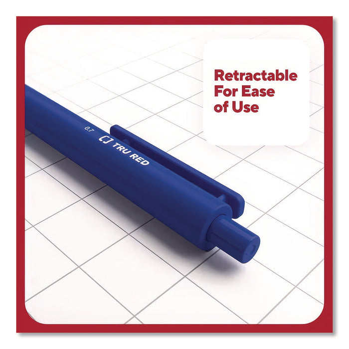 Quick Dry Gel Pen, Retractable, Medium 0.7 mm, Blue Ink, Blue Barrel, 5/Pack