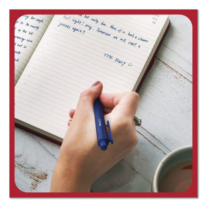 Quick Dry Gel Pen, Retractable, Medium 0.7 mm, Blue Ink, Blue Barrel, 5/Pack