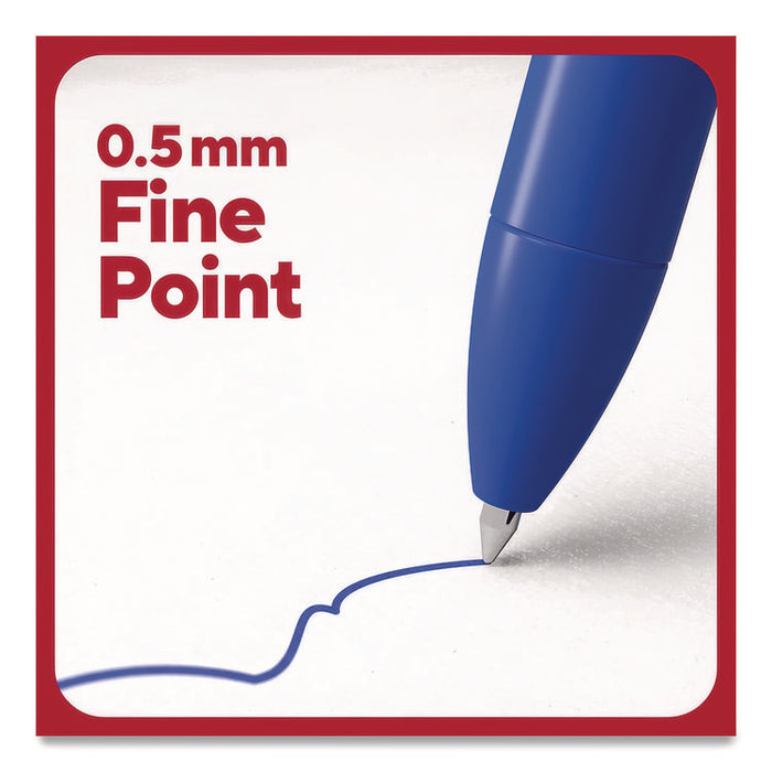 Quick Dry Gel Pen, Retractable, Fine 0.5 mm, Blue Ink, Blue Barrel, 5/Pack