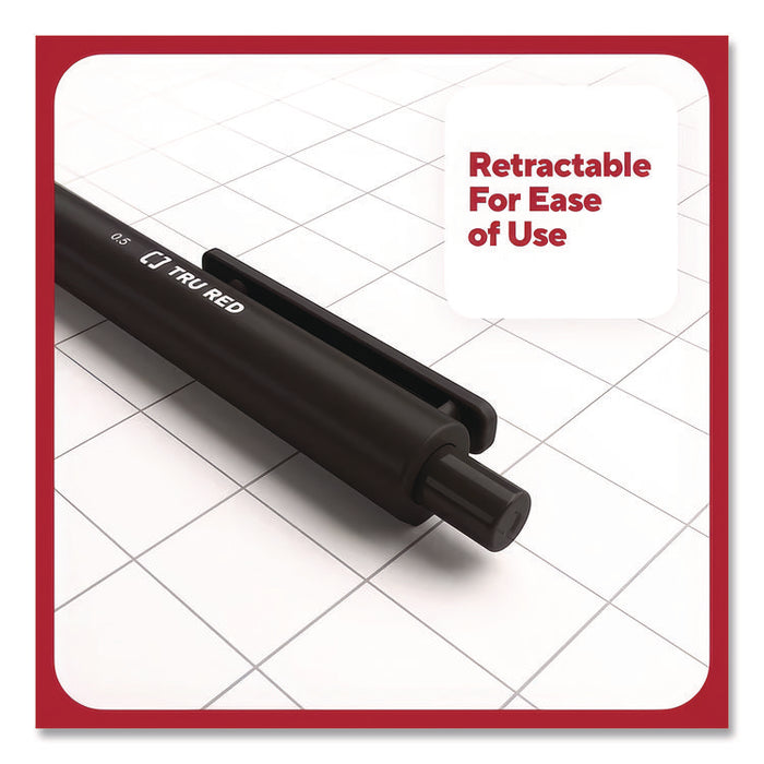 Quick Dry Gel Pen, Retractable, Fine 0.5 mm, Black Ink, Black Barrel, Dozen