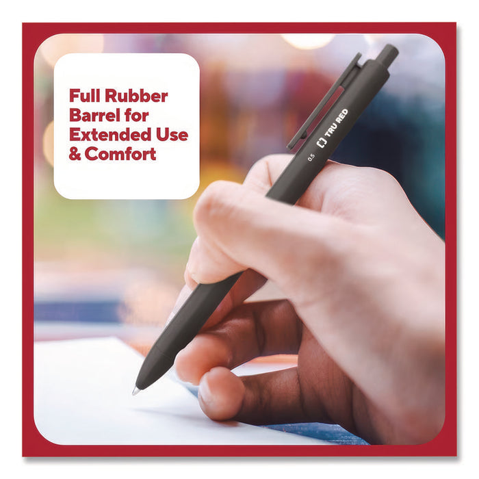 Quick Dry Gel Pen, Retractable, Fine 0.5 mm, Black Ink, Black Barrel, Dozen