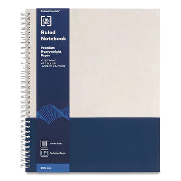 Wirebound Hardcover Notebook, 1-Subject, Narrow Rule, Gray/Blue Cover, (80) 11 x 8.5 Sheets
