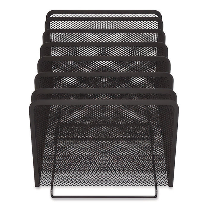 Wire Mesh Vertical Document Sorter, 7 Sections, Letter-Size, 8.54 x 15.43 x 8.77, Matte Black