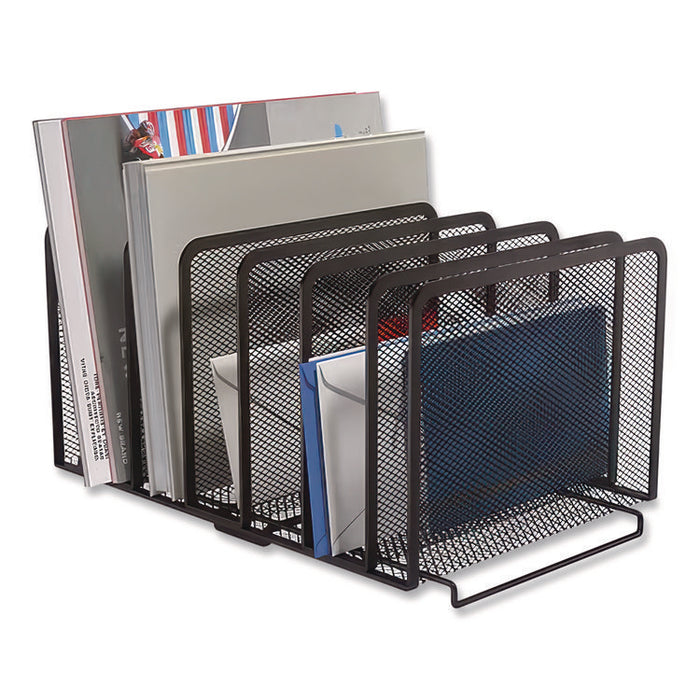 Wire Mesh Vertical Document Sorter, 7 Sections, Letter-Size, 8.54 x 15.43 x 8.77, Matte Black