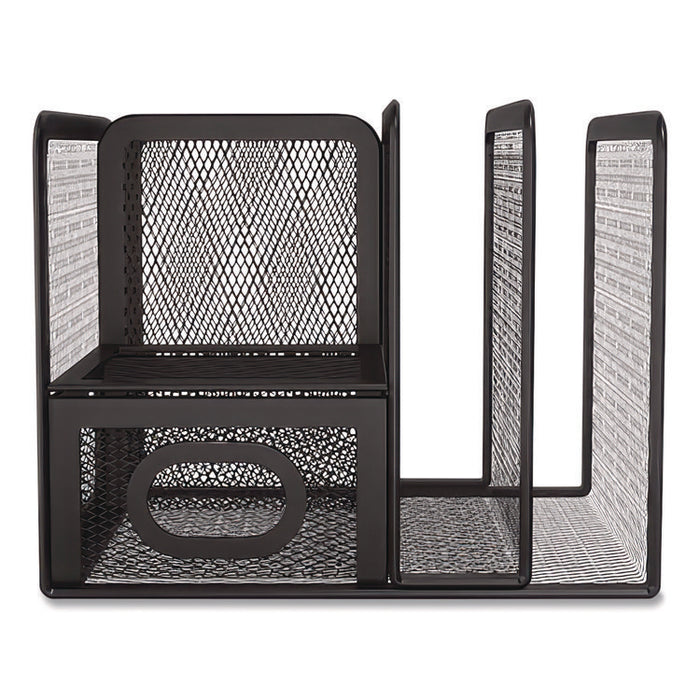 Five Compartment Wire Mesh Accessory Holder, 5.9 x 6.29 x 5.11, Black