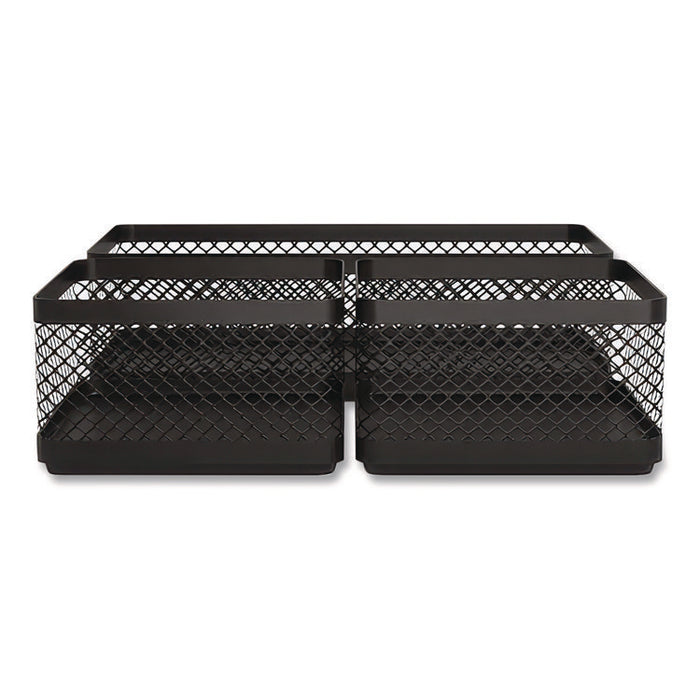 Three Compartment Stackable Wire Mesh Desk Organizer, 8.46 x 4.92 x 4.33, Black