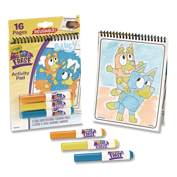 Bluey Color and Erase Reusable Activity Pad, Includes Three Markers, Ages 3 and Up, 16 Pages