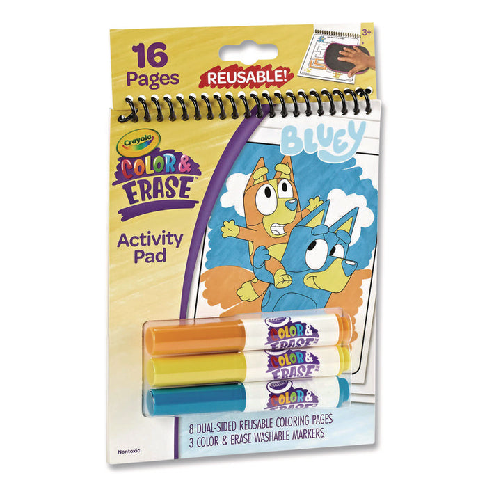 Bluey Color and Erase Reusable Activity Pad, Includes Three Markers, Ages 3 and Up, 16 Pages